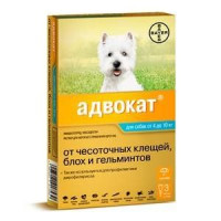АДВОКАТ КАПЛИ Д/СОБ. 4-10КГ. П/ПАРАЗИТ. 1МЛ.Х3 ПИПЕТ (ВЕТ.)