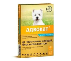 АДВОКАТ КАПЛИ Д/СОБ. 4-10КГ. П/ПАРАЗИТ. 1МЛ.Х3 ПИПЕТ (ВЕТ.)