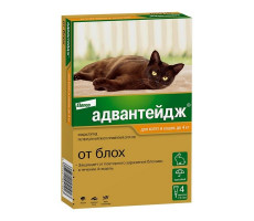АДВАНТЕЙДЖ 40 КАПЛИ ОТ БЛОХ Д/КОТЯТ И КОШЕК ДО 4КГ. №4 (ВЕТ.)