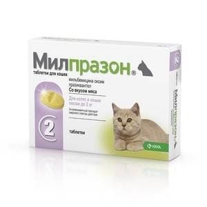МИЛПРАЗОН Д/КОТЯТ И КОШЕК ДО 2КГ. №2 ТАБ. (ВЕТ.) МИЛПРАЗОН Д/КОТЯТ И КОШЕК ДО 2КГ. №2 ТАБ. (ВЕТ.)