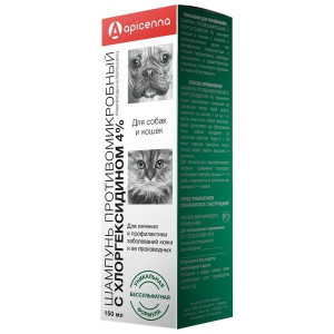 АПИЦЕННА ШАМПУНЬ Д/СОБАК И КОШЕК П/МИКРОБ. ХЛОРГЕКСИДИН 4% 150МЛ. (ВЕТ.)
