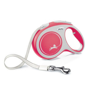 ФЛЕКСИ РУЛЕТКА НЬЮ ЛАЙН КОМФОРТ ДО 60КГ. 5М. Р.L РЕМЕНЬ СЕРО-КРАСН. (ВЕТ.) [FLEXI]