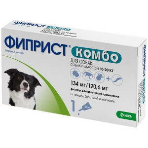 ФИПРИСТ КОМБО ОТ БЛОХ/КЛЕЩЕЙ Д/СОБАК 10-20КГ. 134МГ/120,6МГ. №1 КАПЛИ. (ВЕТ.) ФИПРИСТ КОМБО ОТ БЛОХ/КЛЕЩЕЙ Д/СОБАК 10-20КГ. 134МГ/120,6МГ. №1 КАПЛИ. (ВЕТ.)
