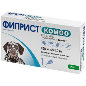 ФИПРИСТ КОМБО ОТ БЛОХ/КЛЕЩЕЙ Д/СОБАК 20-40КГ. 268МГ/241,2МГ. №1 КАПЛИ. (ВЕТ.) ФИПРИСТ КОМБО ОТ БЛОХ/КЛЕЩЕЙ Д/СОБАК 20-40КГ. 268МГ/241,2МГ. №1 КАПЛИ. (ВЕТ.)
