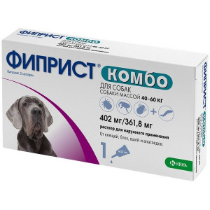 ФИПРИСТ КОМБО ОТ БЛОХ/КЛЕЩЕЙ Д/СОБАК 40-60КГ. 402МГ/361,8МГ. №1 КАПЛИ. (ВЕТ.) ФИПРИСТ КОМБО ОТ БЛОХ/КЛЕЩЕЙ Д/СОБАК 40-60КГ. 402МГ/361,8МГ. №1 КАПЛИ. (ВЕТ.)
