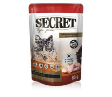 СЕКРЕТ ФО ПЕТС ЛАЙФ ФОРС ПАУЧ Д/КОШЕК КУСОЧКИ В СОУСЕ С КУРИЦЕЙ 85Г. (ВЕТ.) [SECRET FOR PETS LIFE FORCE]