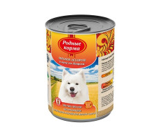 РОДНЫЕ КОРМА КОНСЕРВА Д/СОБАК МЯСНОЕ АССОРТИ В ЖЕЛЕ ПО-БОЯРСКИ 970Г. (ВЕТ.)
