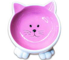 МР.КРАНЧ МИСКА КЕРАМИЧ. Д/КОШЕК МОРДОЧКА КОШКИ НА НОЖКАХ 100МЛ. РОЗ. (ВЕТ.) [MR.KRANCH]