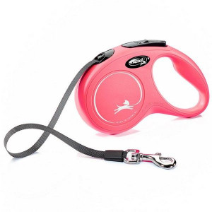 ФЛЕКСИ РУЛЕТКА НЬЮ КЛАССИК ДО 15КГ. 5М. Р.S РЕМЕНЬ КРАСН. (ВЕТ.) [FLEXI]