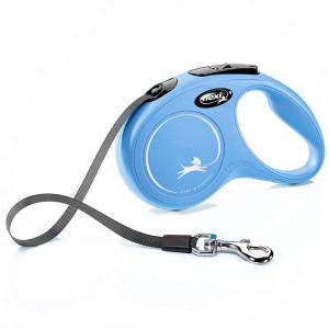 ФЛЕКСИ РУЛЕТКА НЬЮ КЛАССИК ДО 15КГ. 5М. Р.S РЕМЕНЬ СИН. (ВЕТ.) [FLEXI]