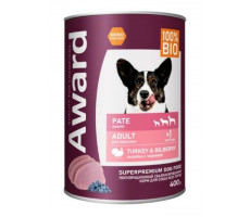 АВАРД ВЛАЖН.КОРМ Д/ВЗР.СОБАК ПАШТЕТ ИНДЕЙКА+ЧЕРНИКА 400Г. (ВЕТ.) [AWARD]