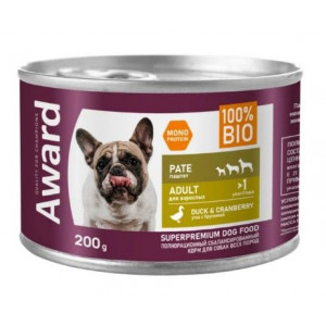 АВАРД ВЛАЖН.КОРМ Д/ВЗР.СОБАК ПАШТЕТ УТКА+БРУСНИКА 200Г. (ВЕТ.) [AWARD]