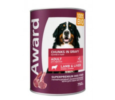 АВАРД ВЛАЖН.КОРМ Д/ВЗР.СОБАК КУСОЧКИ ЯГНЕНКА+ПЕЧЕНЬ В СОУСЕ 750Г. (ВЕТ.) [AWARD]