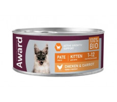 АВАРД ВЛАЖН.КОРМ Д/КОТЯТ ПАШТЕТ КУРИЦА+МОРКОВЬ 100Г. (ВЕТ.) [AWARD]