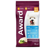 АВАРД КОРМ СУХ. Д/ВЗР.СОБАК HYPO БЕЛ.РЫБА+БРОККОЛИ+СЕЛЬДЕРЕЙ+СЕМЯ ЛЬНА 12КГ. (ВЕТ.) [AWARD]