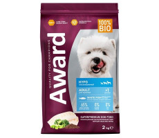АВАРД КОРМ СУХ. Д/ВЗР.СОБАК HYPO БЕЛ.РЫБА+БРОККОЛИ+СЕЛЬДЕРЕЙ+СЕМЯ ЛЬНА 2КГ. (ВЕТ.) [AWARD]