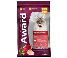 АВАРД КОРМ СУХ. Д/ВЗР.КОШЕК КРУП.ПОРОД INDOOR BIG CATS ГОВЯДИНА+КУРИЦА+БРОККОЛИ+ЮККА ШИДИГЕРА 400Г. (ВЕТ.) [AWARD]