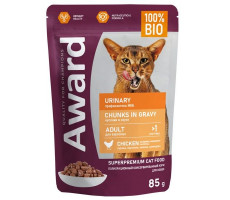 АВАРД ВЛАЖН.КОРМ Д/ВЗР.КОШЕК Д/ПРОФИЛ.МОЧЕКАМ.БОЛЕЗНИ URINARY КУСОЧКИ В СОУСЕ КУРИЦА 85Г. (ВЕТ.) [AWARD]