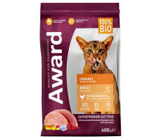 АВАРД КОРМ СУХ. Д/ВЗР.КОШЕК Д/ПРОФИЛ.МОЧЕКАМ.БОЛЕЗНИ URINARY КУРИЦА+КЛЮКВА+ЦИКОРИЙ+РЫБ.ЖИР 400Г. (ВЕТ.) [AWARD]